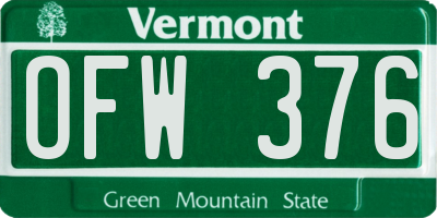 VT license plate OFW376