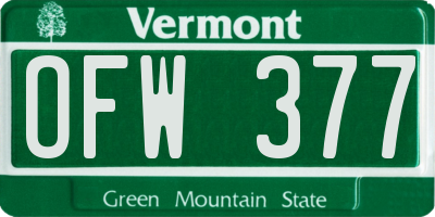 VT license plate OFW377