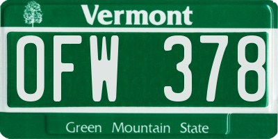 VT license plate OFW378