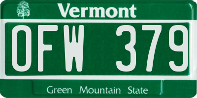VT license plate OFW379