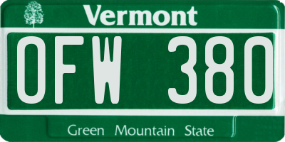 VT license plate OFW380