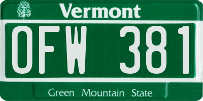 VT license plate OFW381