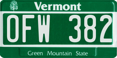 VT license plate OFW382