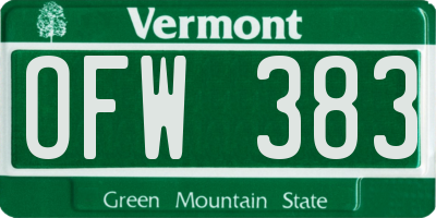 VT license plate OFW383