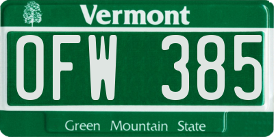 VT license plate OFW385
