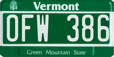 VT license plate OFW386