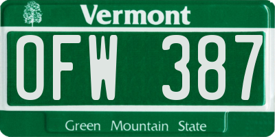 VT license plate OFW387