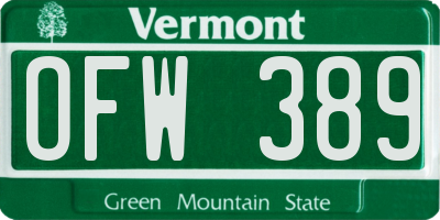 VT license plate OFW389