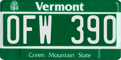 VT license plate OFW390