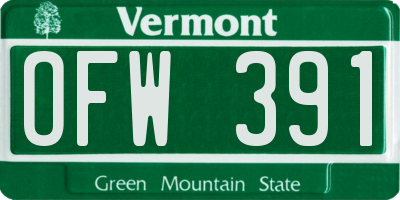 VT license plate OFW391