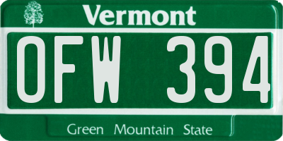VT license plate OFW394
