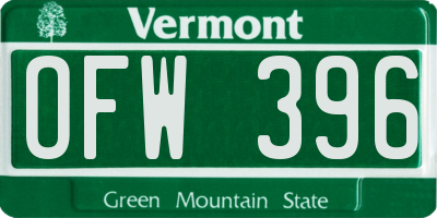 VT license plate OFW396