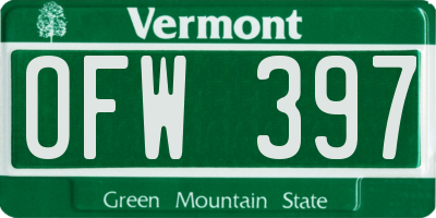 VT license plate OFW397