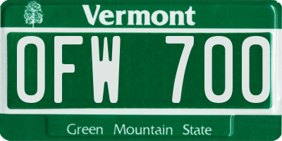 VT license plate OFW700