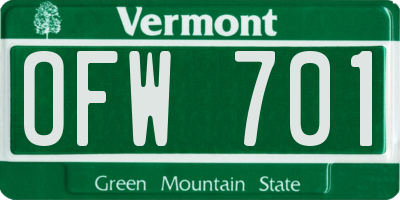 VT license plate OFW701