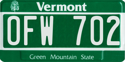 VT license plate OFW702