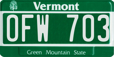 VT license plate OFW703