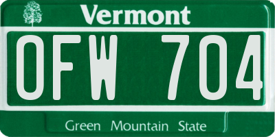 VT license plate OFW704