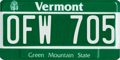 VT license plate OFW705