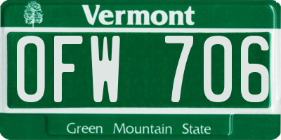 VT license plate OFW706