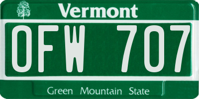 VT license plate OFW707