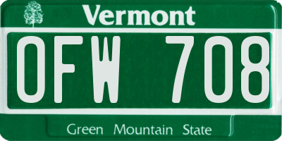 VT license plate OFW708