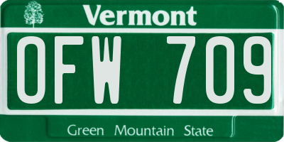 VT license plate OFW709