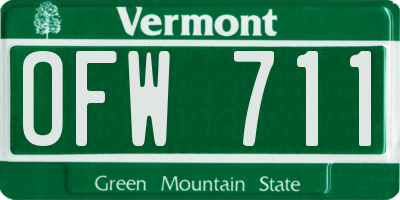 VT license plate OFW711
