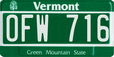 VT license plate OFW716