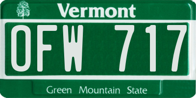VT license plate OFW717