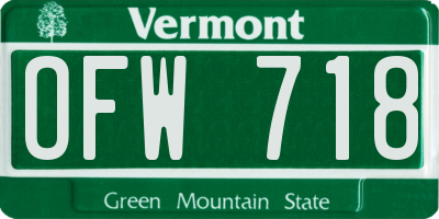 VT license plate OFW718