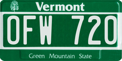 VT license plate OFW720