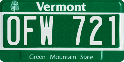 VT license plate OFW721
