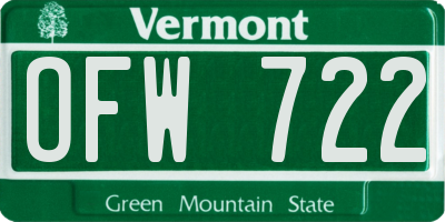 VT license plate OFW722