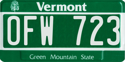VT license plate OFW723