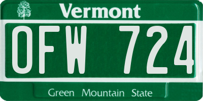 VT license plate OFW724