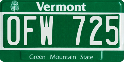 VT license plate OFW725