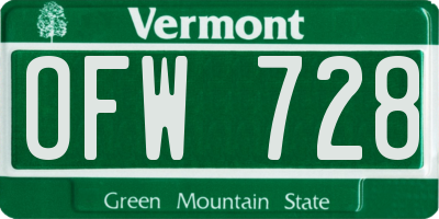 VT license plate OFW728