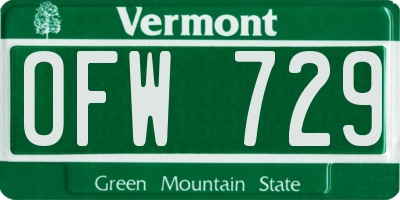 VT license plate OFW729