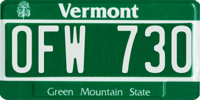 VT license plate OFW730