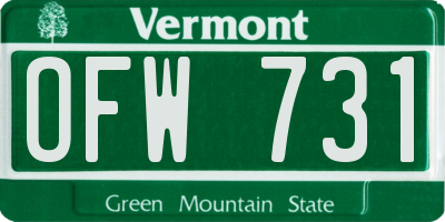VT license plate OFW731