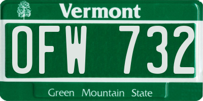 VT license plate OFW732