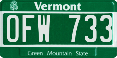 VT license plate OFW733