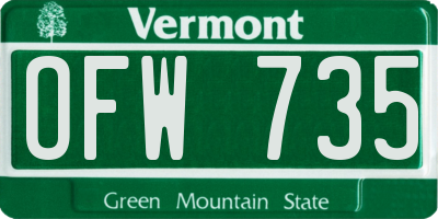 VT license plate OFW735