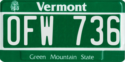 VT license plate OFW736