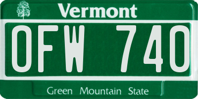 VT license plate OFW740