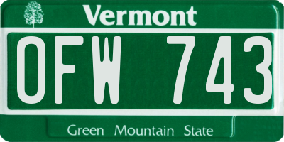 VT license plate OFW743