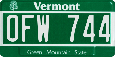 VT license plate OFW744