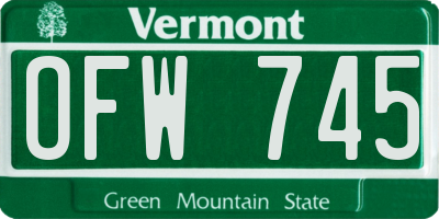 VT license plate OFW745