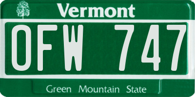 VT license plate OFW747